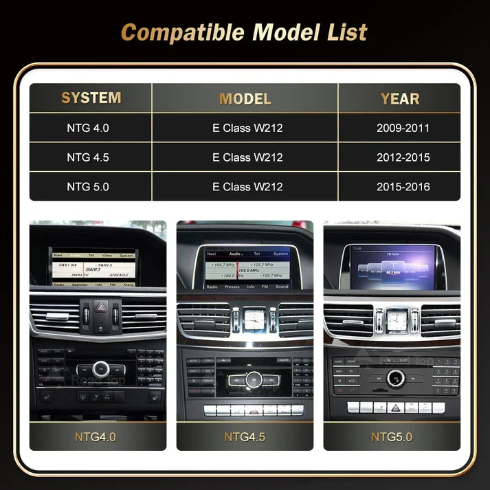 Mercedes E-Class Linux Apple CarPlay & Android Auto Screen W212 (2009-2016)