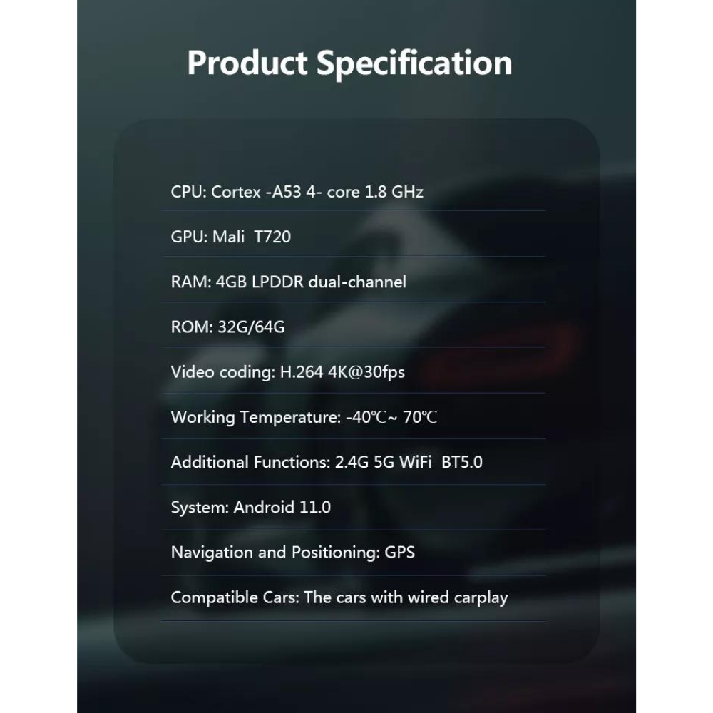 Wireless CarPlay Android AI Box 4+64GB Wireless Android Auto