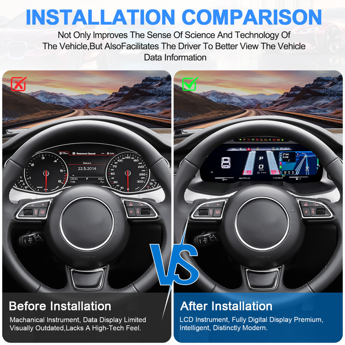 Audi A6 A7 S RS 2011-2018 Digital Instrument Cluster – Linux System LCD Dashboard