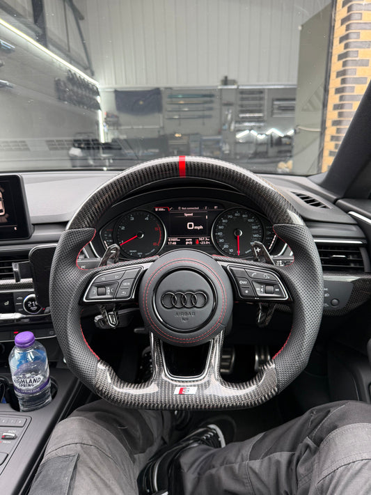 Audi Facelift Carbon Fibre Steering Wheel Upgrade (Customise)
