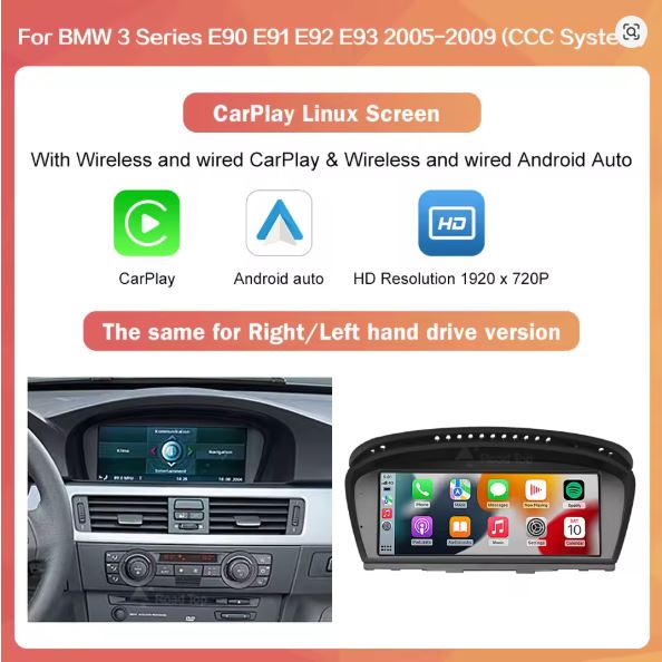 BMW 3 Series Linux Apple CarPlay & Android Auto Screen (E90/E91/E92/E93)