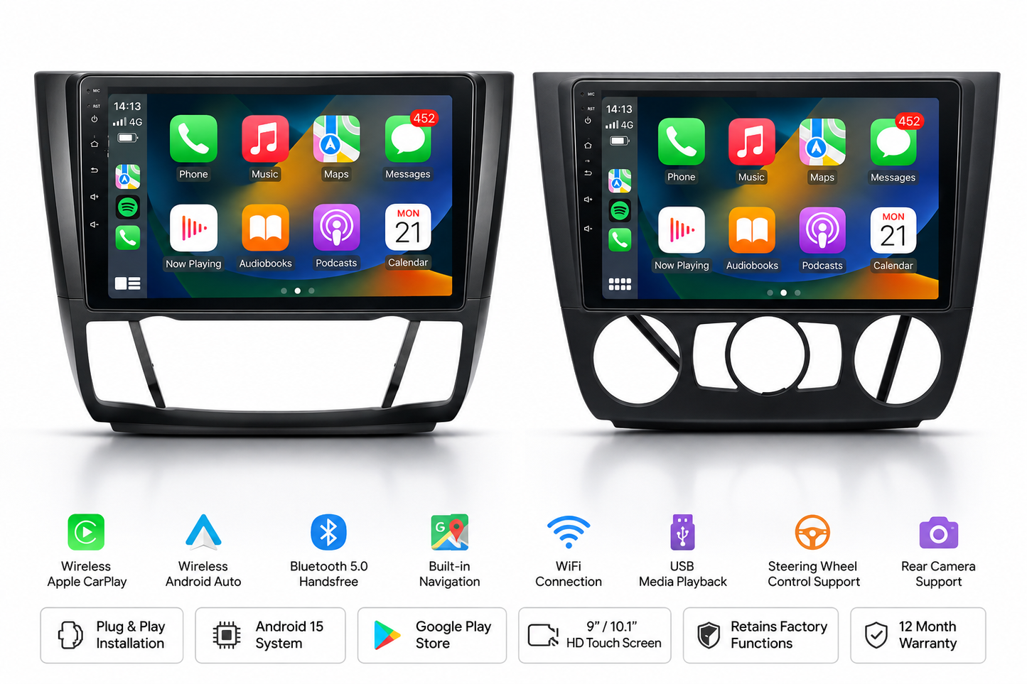 BMW 1 Series E81 E82 E87 E88 Android 15 Apple CarPlay & Android Auto Head Unit (2004-2012)
