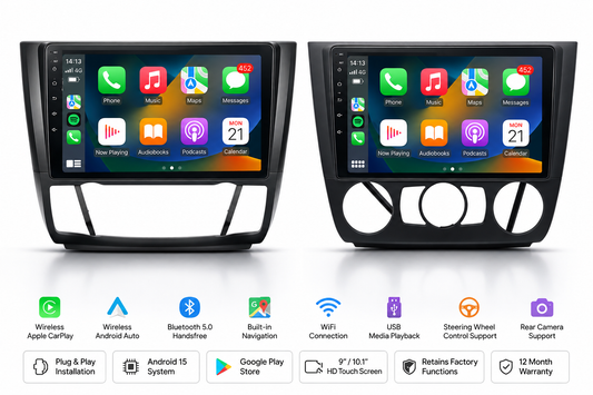 BMW 1 Series E81 E82 E87 E88 Android 15 Apple CarPlay & Android Auto Head Unit (2004-2012)