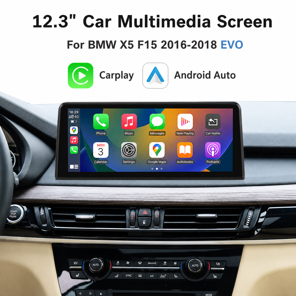 BMW X5 / X6 Linux EVO Apple CarPlay & Android Auto Screen (F15/F16)