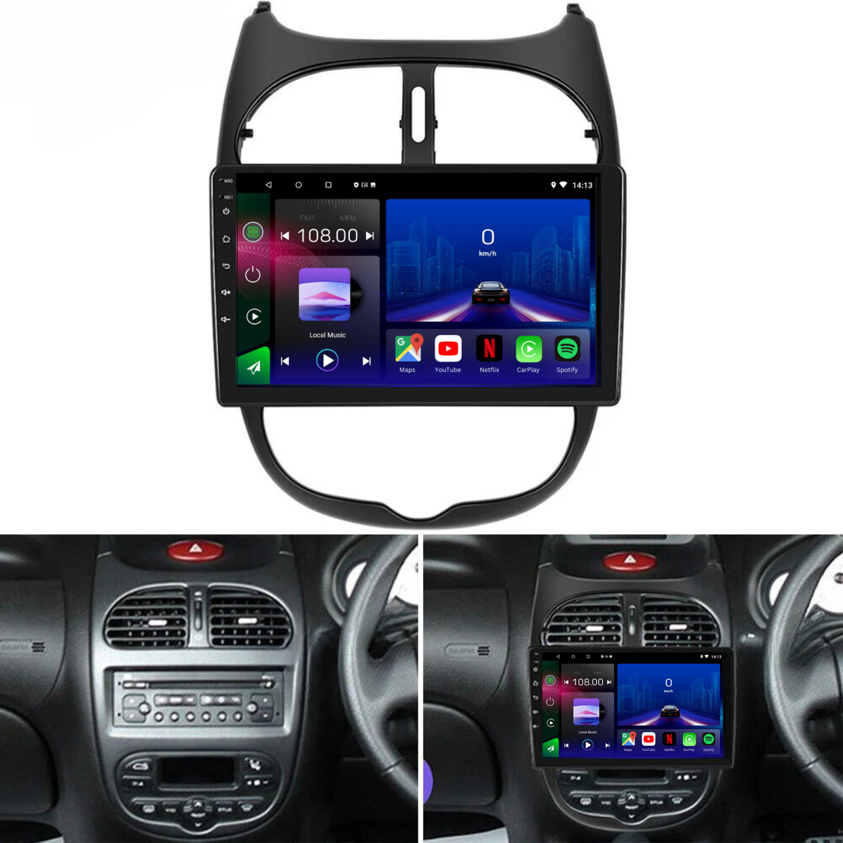 Peugeot 206 & 206 CC 1998-2010 Android 15 Car Stereo Head Unit | CarPlay Android Auto
