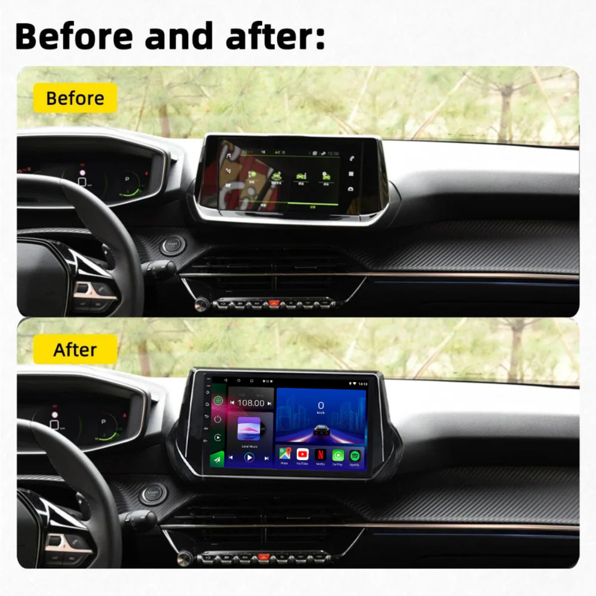 Peugeot 208 & 2008 2019-2026 Android 15 Car Stereo Head Unit | CarPlay Android Auto