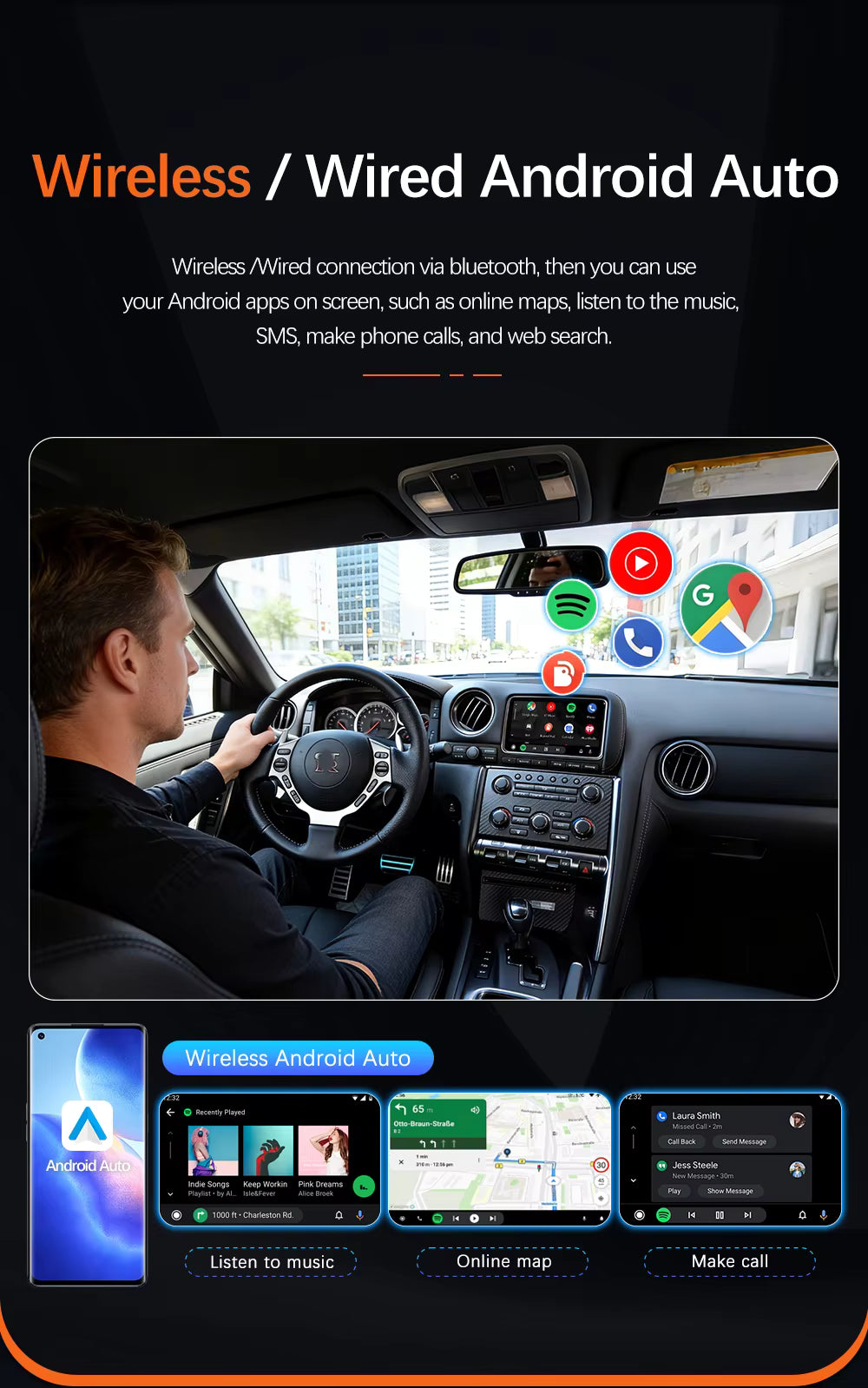 For Nissan GT-R Wireless Apple CarPlay Retrofit Android Auto 2009-2016
