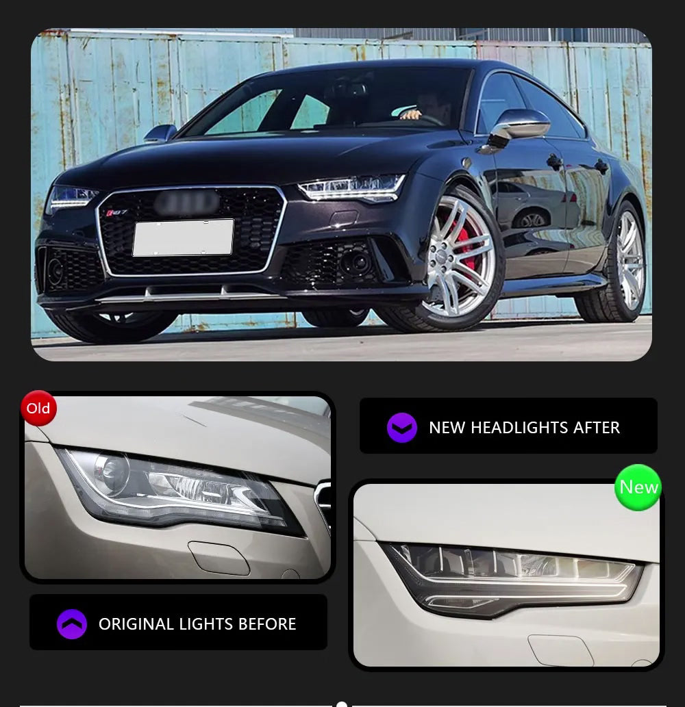 Audi A7 S7 RS7 2011-2018 Car Headlights LED Rear Tail Lights Sequential Turn Signal Facelift