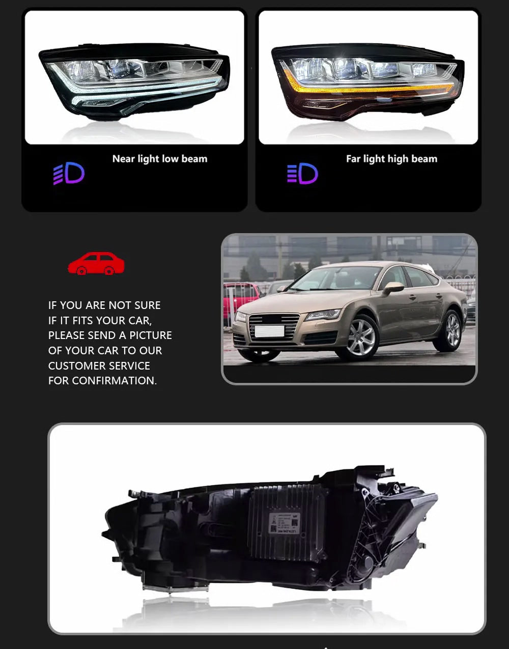 Audi A7 S7 RS7 2011-2018 Car Headlights LED Rear Tail Lights Sequential Turn Signal Facelift
