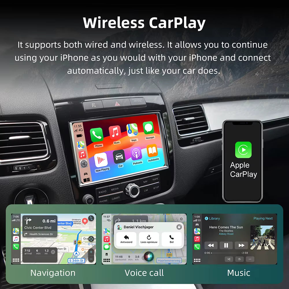 For Volkswagen Touareg Wireless Apple CarPlay Retrofit Android Auto