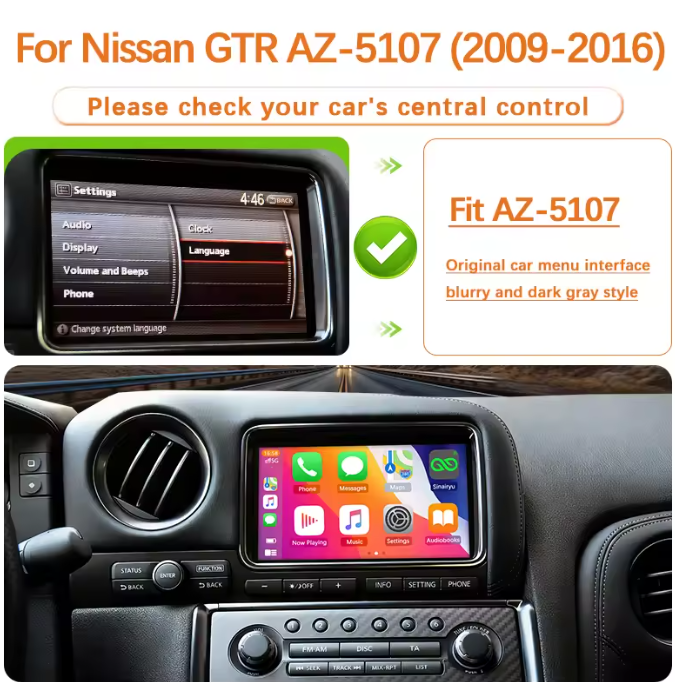 For Nissan GT-R Wireless Apple CarPlay Retrofit Android Auto 2009-2016