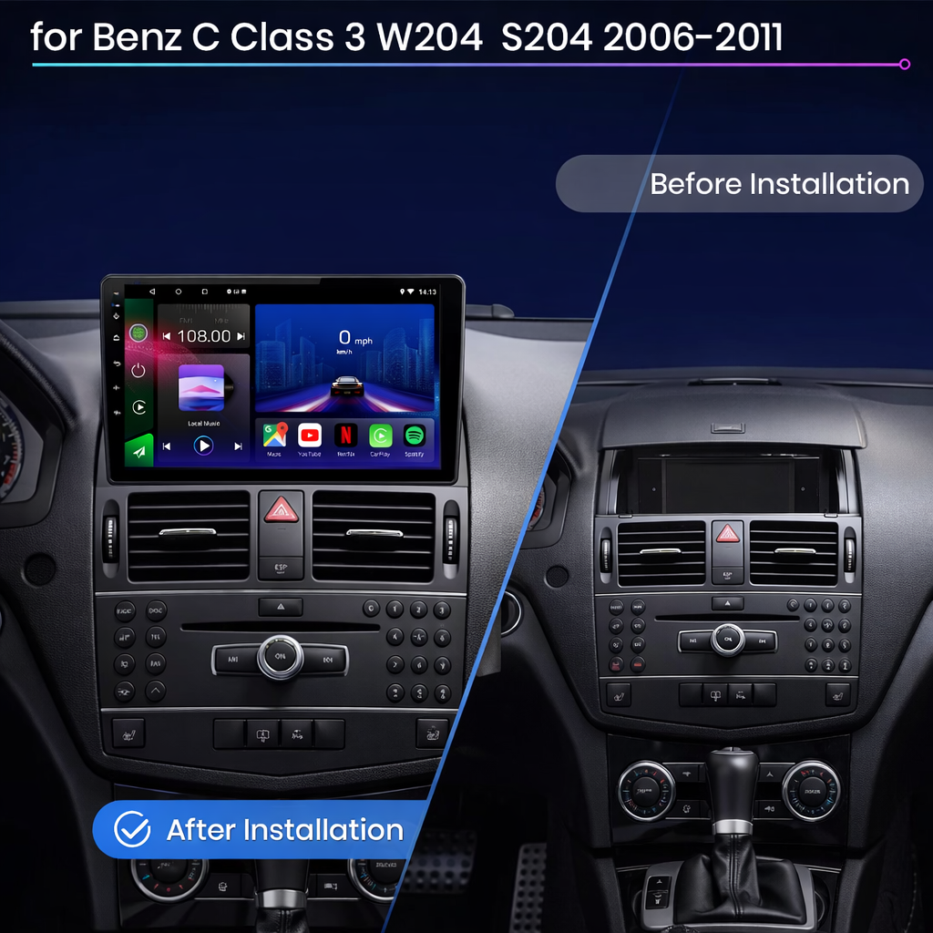 Mercedes C Class W204 S204 2006-2011 Android 15 Car Stereo Head Unit | CarPlay & Android Auto