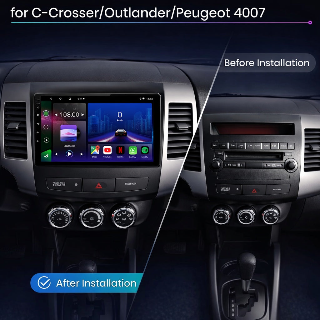 Citroen C-Crosser Peugeot 4007 Mitsubishi Outlander Android 15 Car Stereo Head Unit | CarPlay & Android Auto