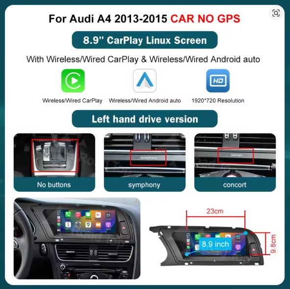AUDI A4 CARPLAY SCREEN 2013 - 2015