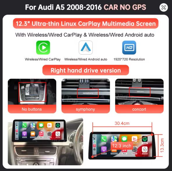 AUDI A5 CARPLAY SCREEN 2008 - 2016