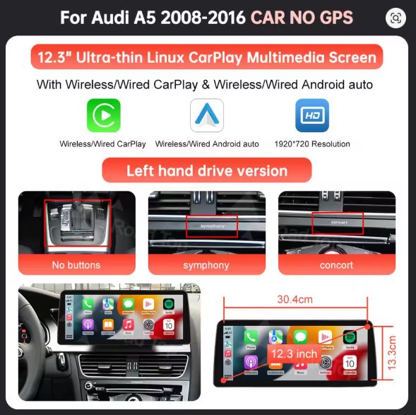 AUDI A5 CARPLAY SCREEN 2008 - 2016