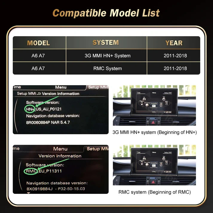 AUDI A6 / A7 CARPLAY SCREEN 2011 - 2018