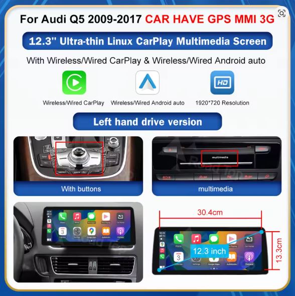 AUDI Q5 CARPLAY SCREEN 2009 - 2017
