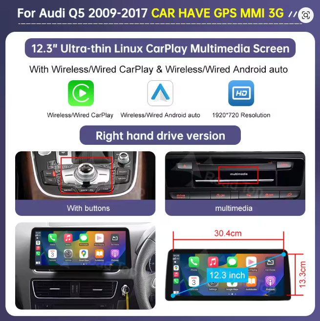 AUDI Q5 CARPLAY SCREEN 2009 - 2017