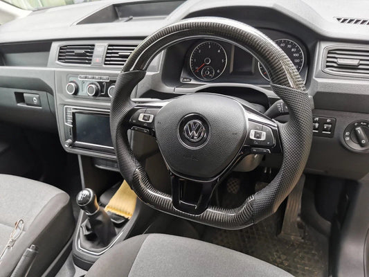 VW Caddy MK4 Flat Bottom Carbon Fibre Steering Wheel 2016-2020