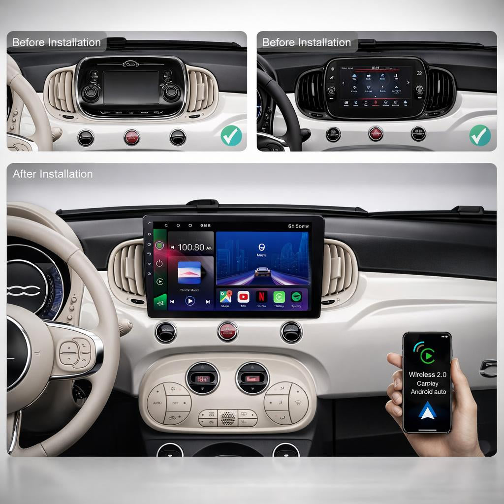 FIAT 500 500C 500E 2015-2020 Android 15 Car Stereo Head Unit | CarPlay & Android Auto