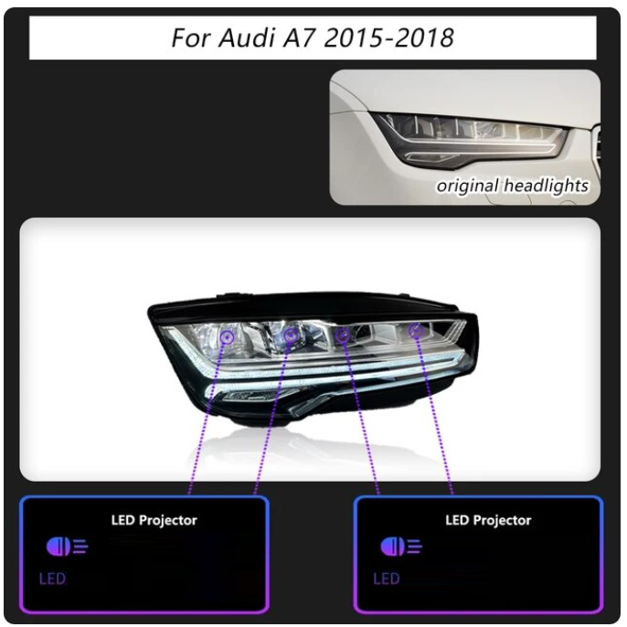 Audi A7 S7 RS7 2011-2018 Car Headlights LED Rear Tail Lights Sequential Turn Signal Facelift