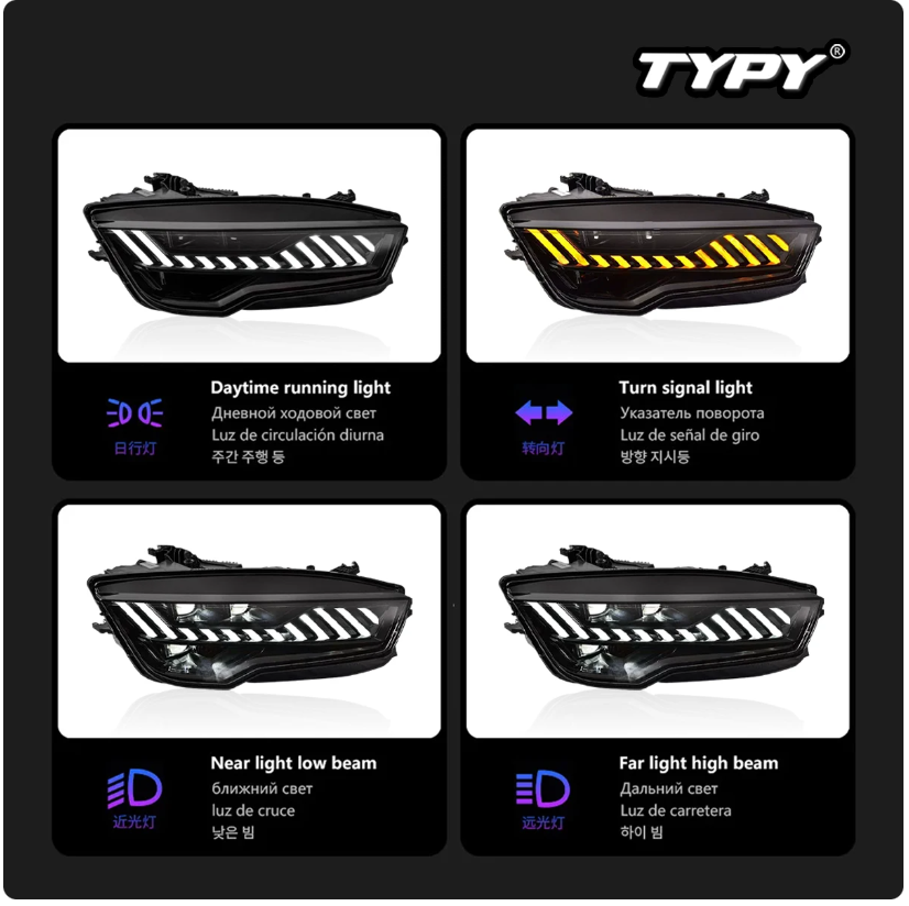 Audi A7 S7 RS7 2011-2018 Car Headlights LED Rear Tail Lights Sequential Turn Signal Upgrade