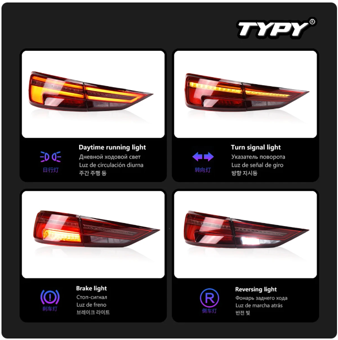 Audi A3 S3 RS3 2013-2019 Car Lights LED Rear Tail Lights Turn Signal
