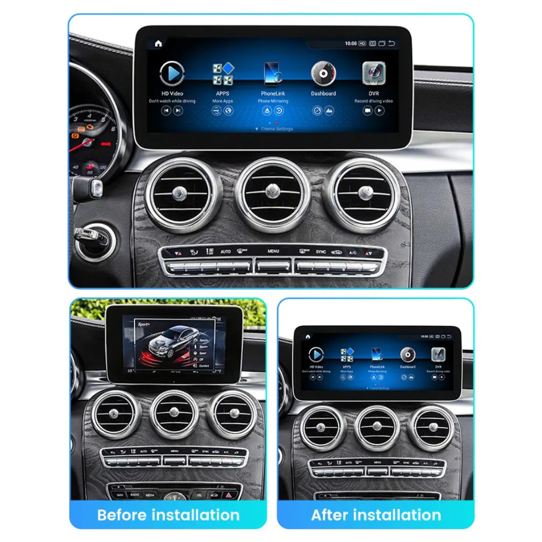 Mercedes C Class GLC V-Class Vito 2014-2019 W205 X253 W446 W447 Android 14 Car Stereo Wireless CarPlay & Android Auto Head Unit