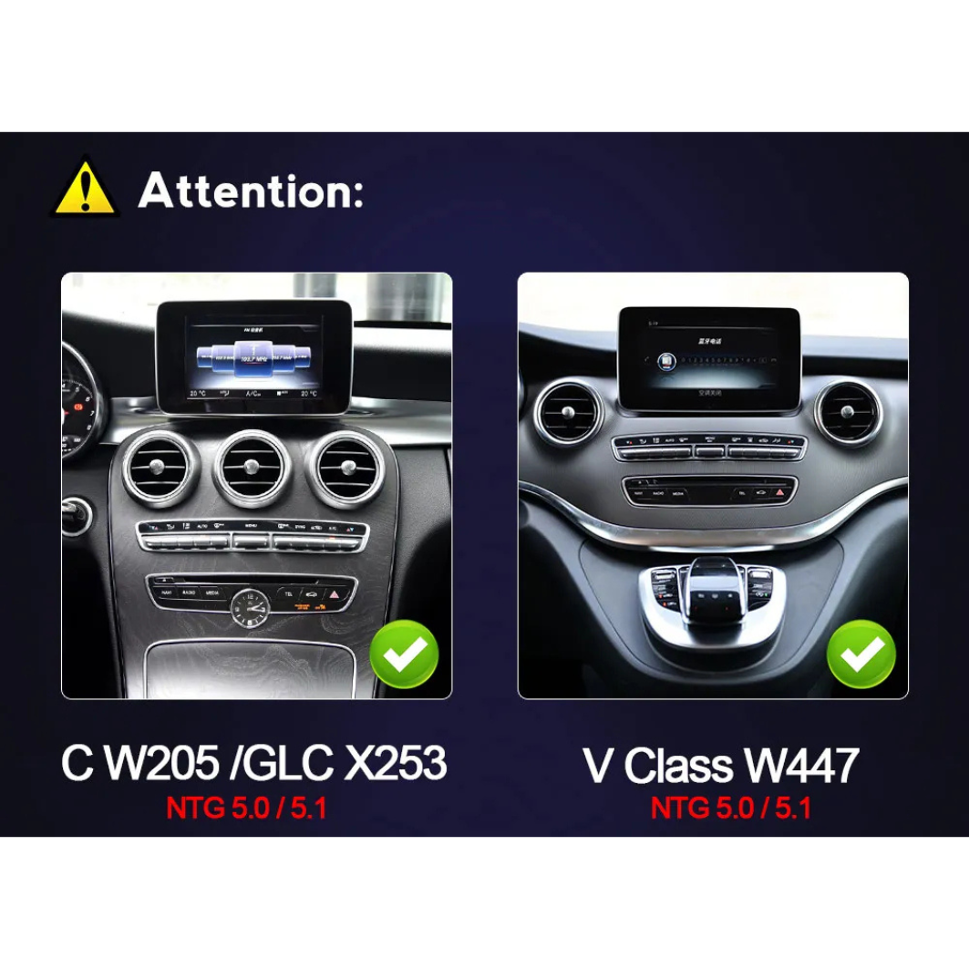 Mercedes C Class GLC V-Class Vito 2014-2019 W205 X253 W446 W447 Android 14 Car Stereo Wireless CarPlay & Android Auto Head Unit