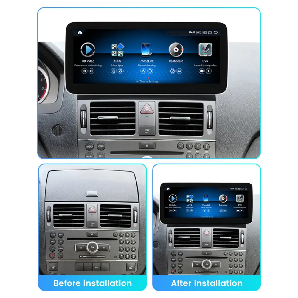 Mercedes C Class 2007-2014 W204 Android 14 Car Stereo Wireless CarPlay & Android Auto Head Unit NTG 5.0