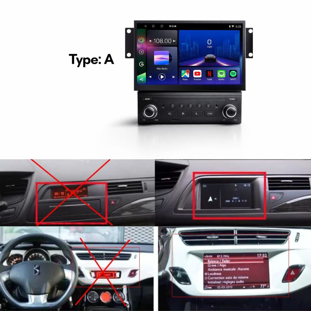 Citroen C3 DS3 C5 2009-2017 Android 15 Car Stereo Head Unit | CarPlay & Android Auto