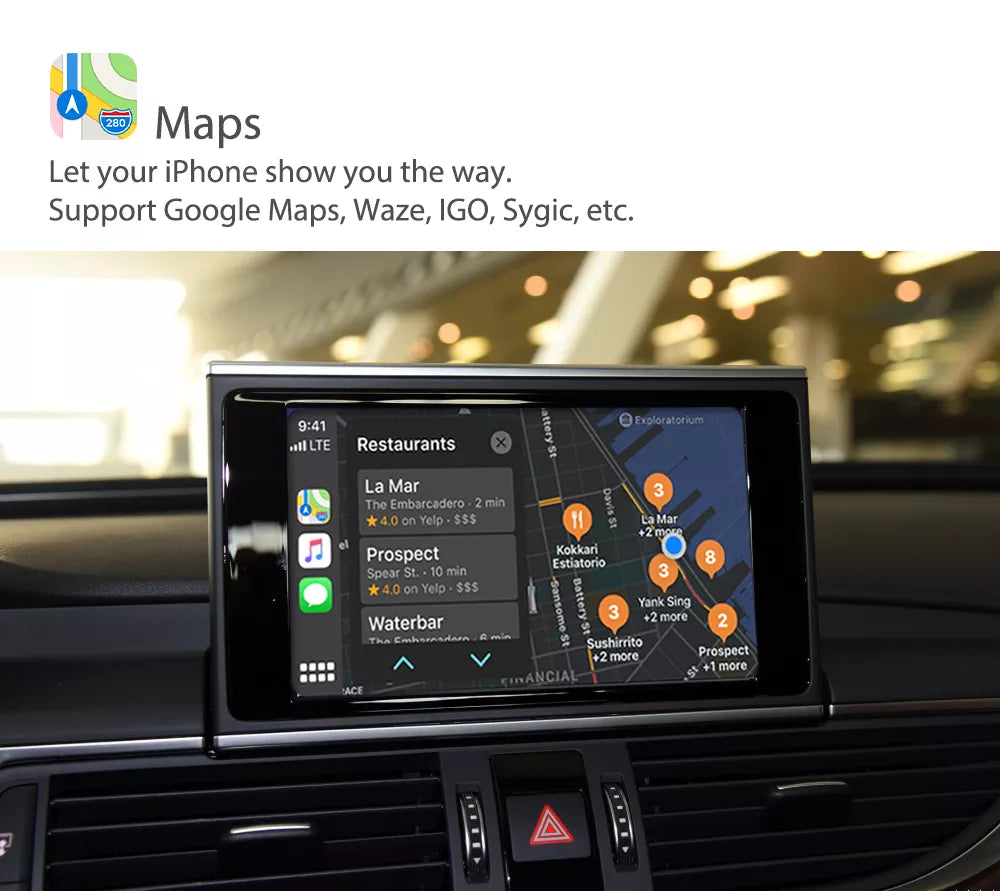 For Audi Wireless Apple CarPlay Retrofit Android Auto Decoder Integration
