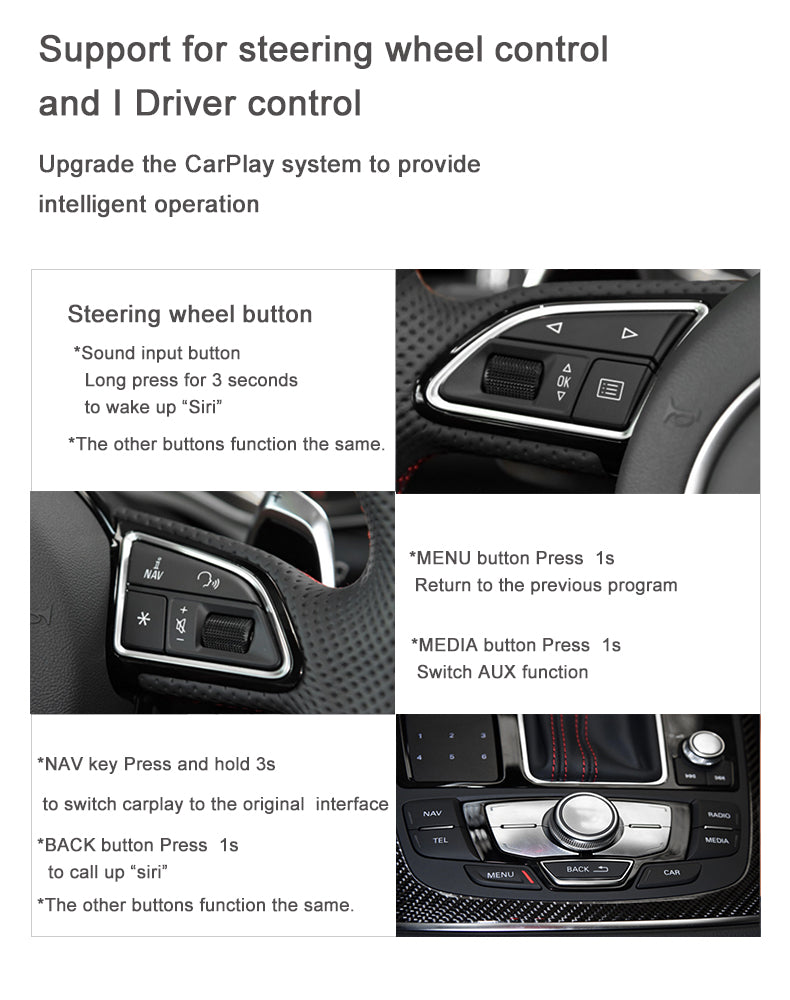 For Audi Wireless Apple CarPlay Retrofit Android Auto Decoder Integration