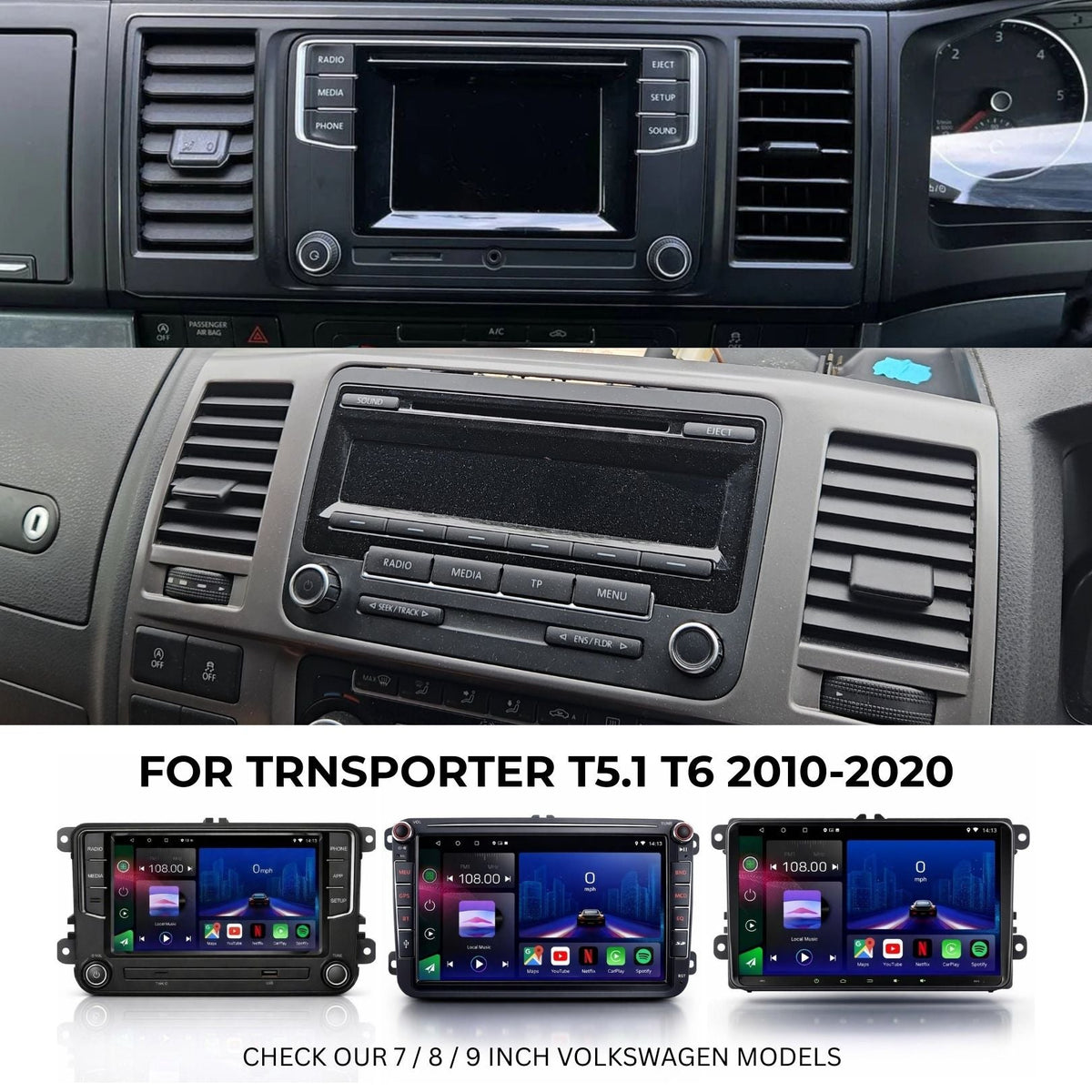 Volkswagen Transporter T5 2003-2010 Android 15 Car Stereo Head Unit | CarPlay Android Auto