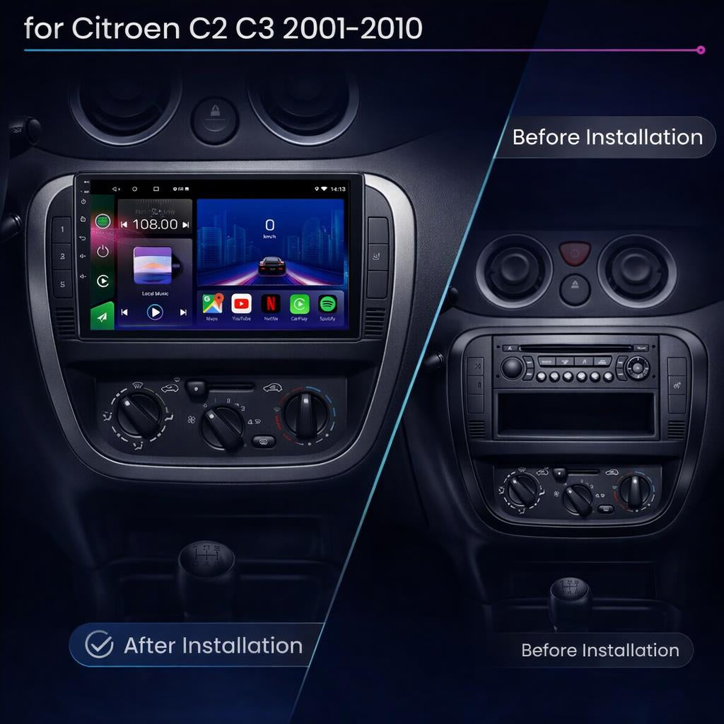 Citroen C2 C3 2001-2010 Android 15 Car Stereo Head Unit | CarPlay & Android Auto