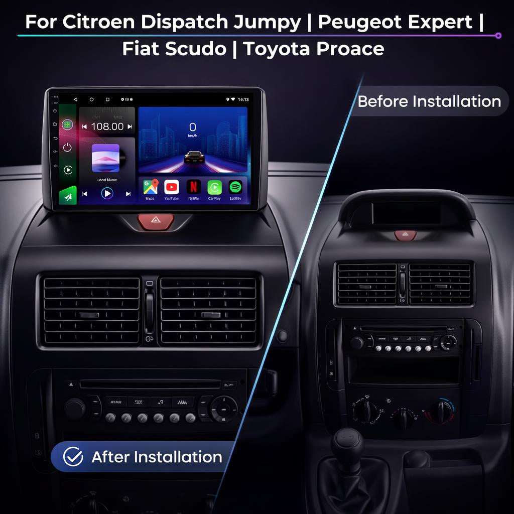 Citroen Jumpy Peugeot Expert Fiat Scudo Toyota Proace 2007-2016 Android 15 Car Stereo Head Unit | CarPlay & Android Auto