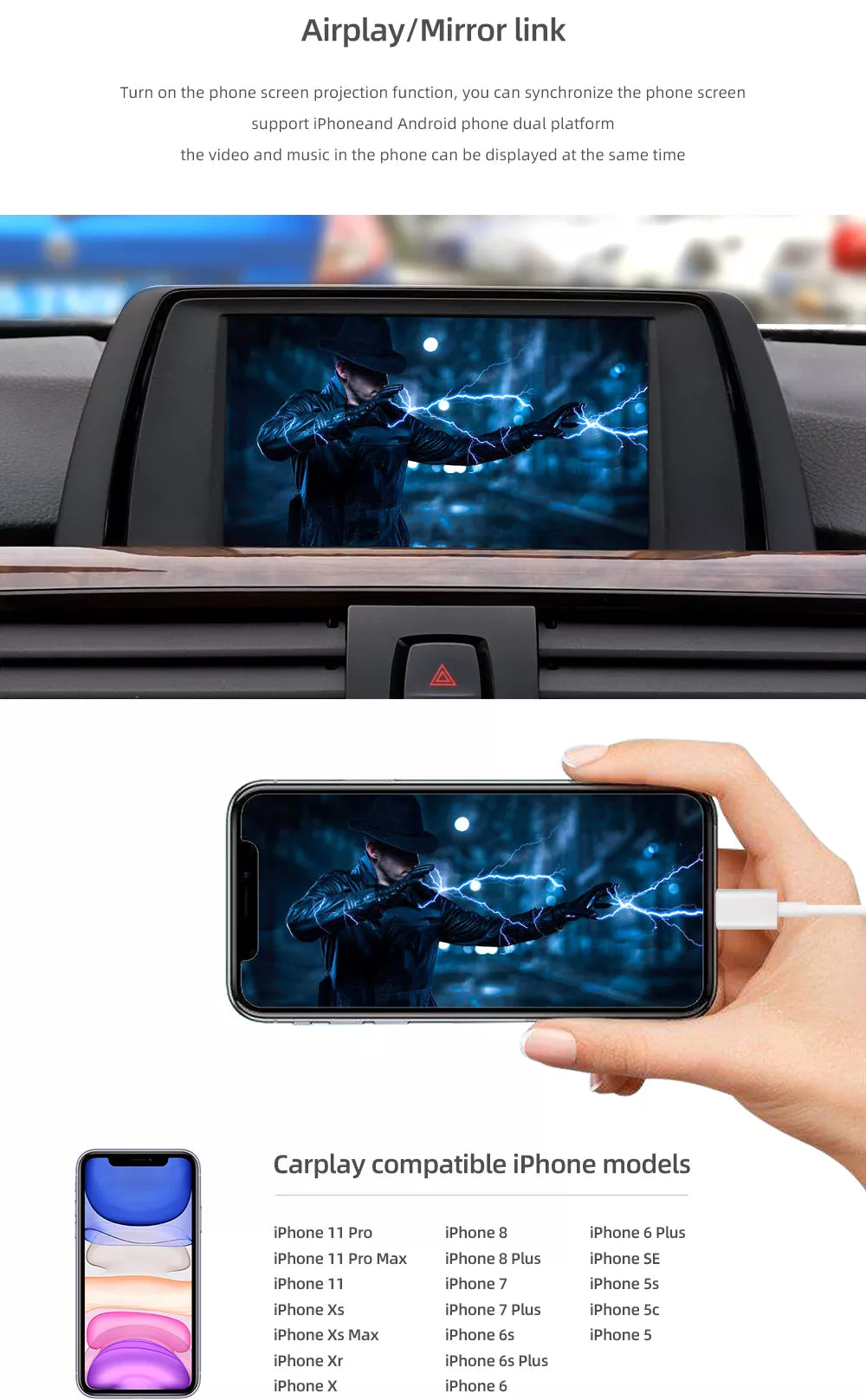 For BMW Wireless Apple CarPlay Retrofit Android Auto Decoder Box NBT CIC EVO Original Screen