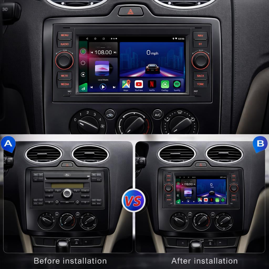 Ford Transit Kuga Mondeo Focus 2005-2013 Android 15 Car Stereo Head Unit | CarPlay & Android Auto