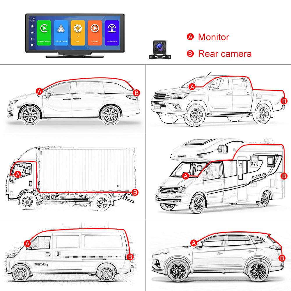 Smart Player | 10.26 Display | CarPlay Android Auto | Car Stereo  | Rear Camera Monitor | Dash Cam DVR | FM Radio