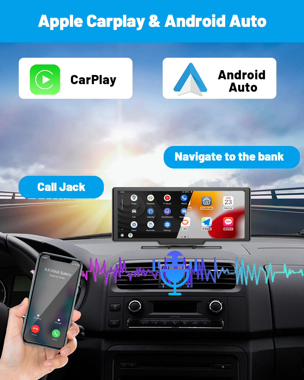 Smart Player | 10.26 Display | CarPlay Android Auto | Car Stereo  | Rear Camera Monitor | Dash Cam DVR | FM Radio