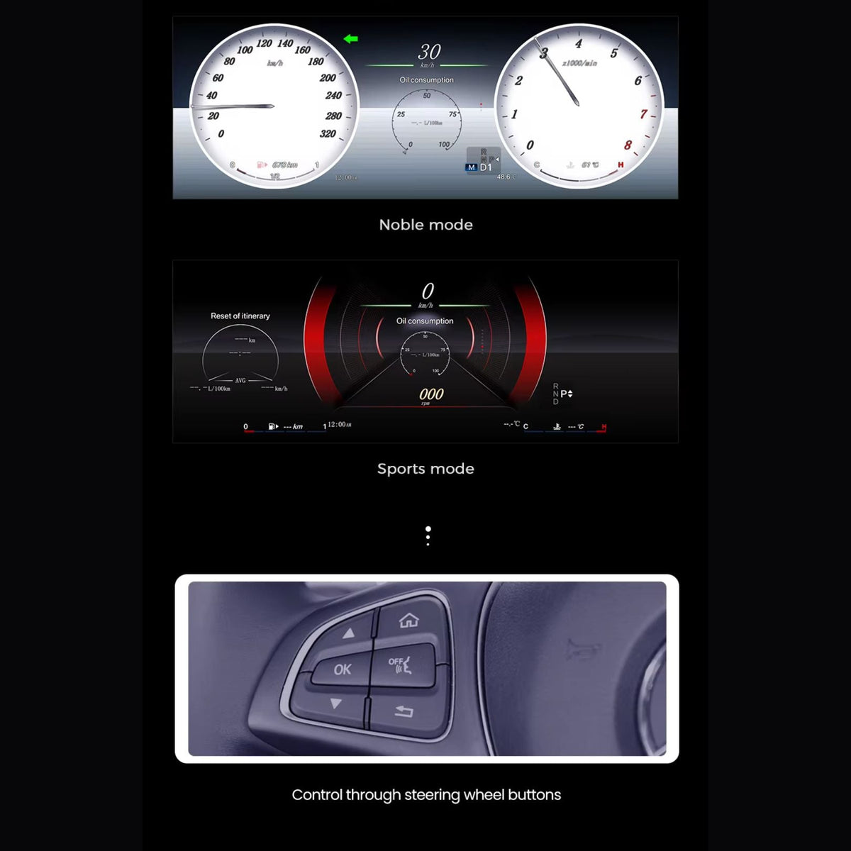 Mercedes-Benz C-Class W205 & GLC X205 Digital Instrument Cluster – Linux System LCD Dashboard (2015–2018)