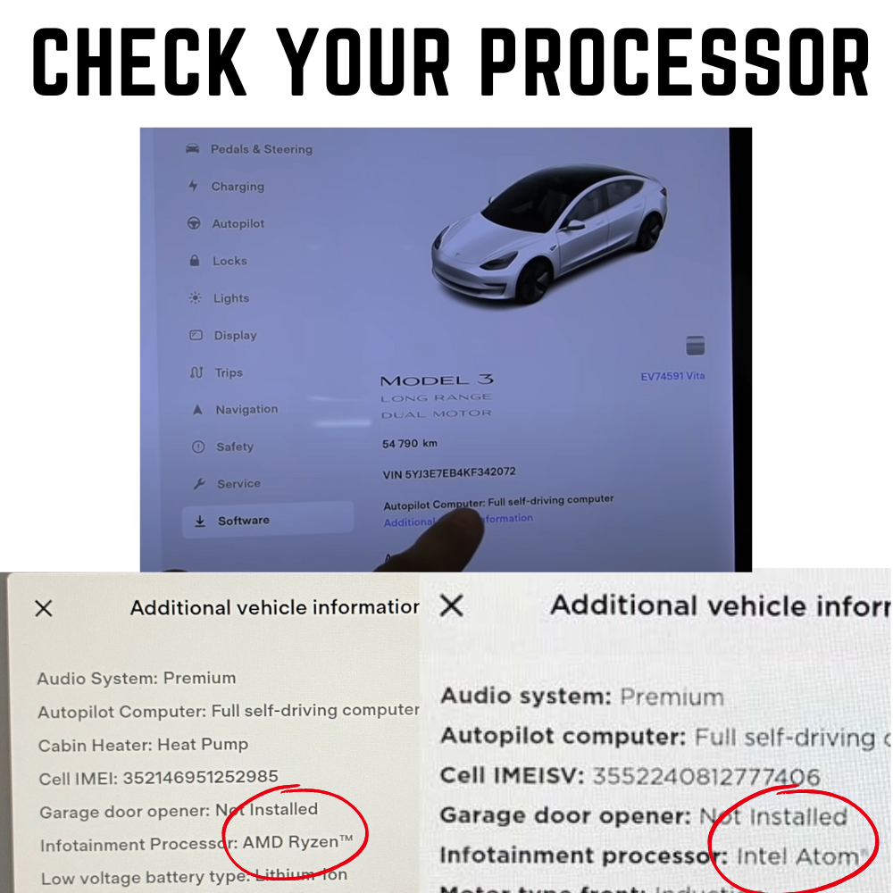 Tesla | Model 3 Y | Cluster Dashboard | Digital LCD 8in Display | CarPlay Android Auto
