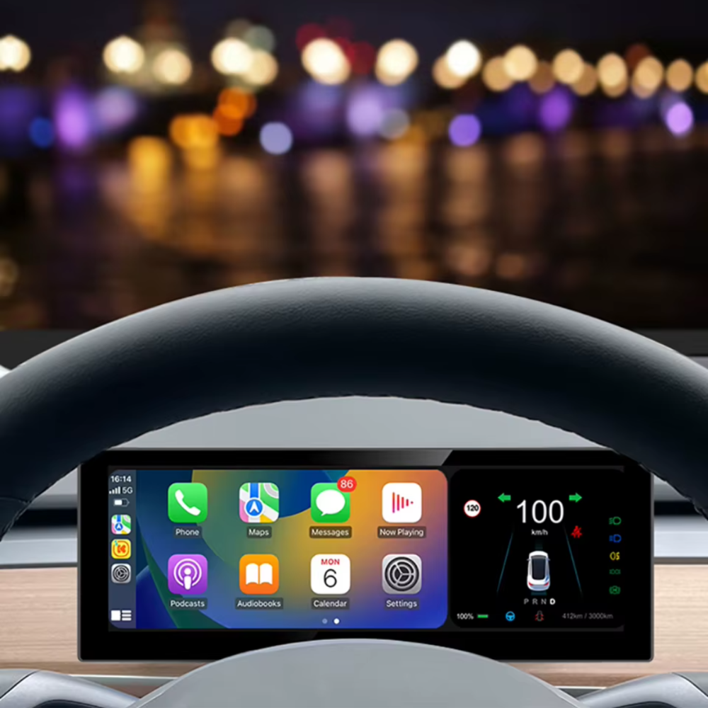 Tesla | Model 3 Y | Cluster Dashboard | Digital LCD 8in Display | CarPlay Android Auto