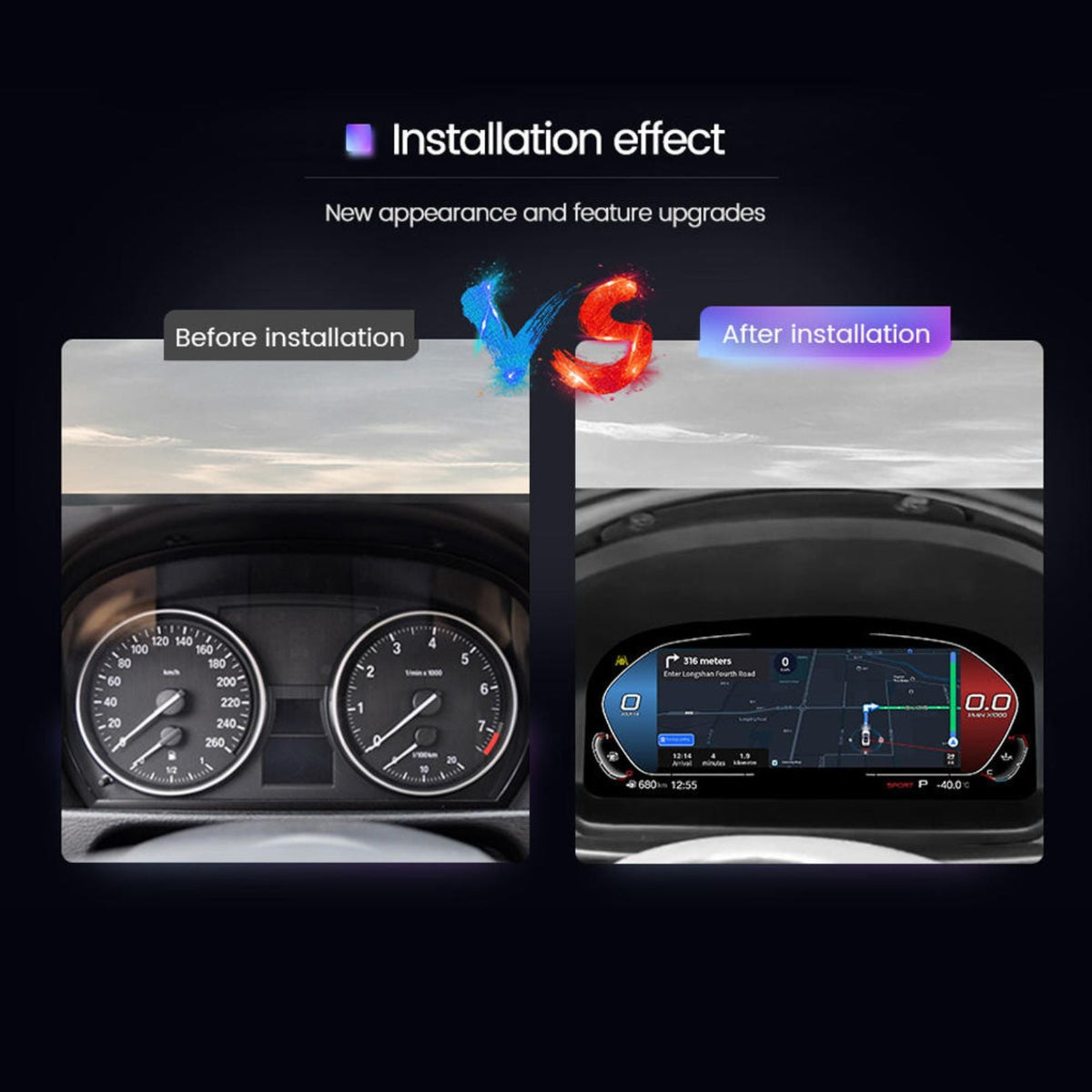 BMW 1 Series E81 / E82 / E87 / E88 11″ Digital Instrument Cluster – LCD Dashboard with CarPlay