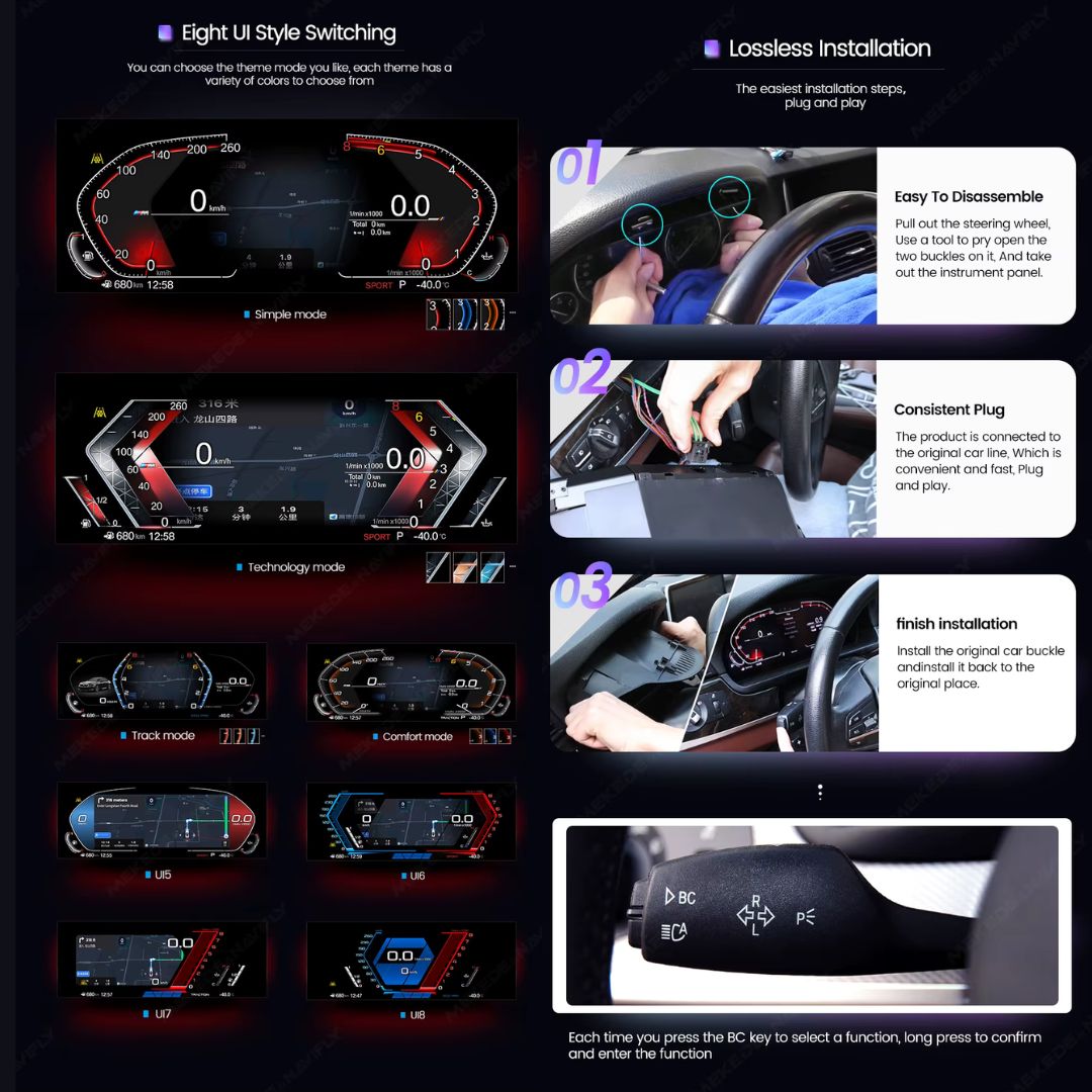 BMW 1 Series E81 / E82 / E87 / E88 11″ Digital Instrument Cluster – LCD Dashboard with CarPlay
