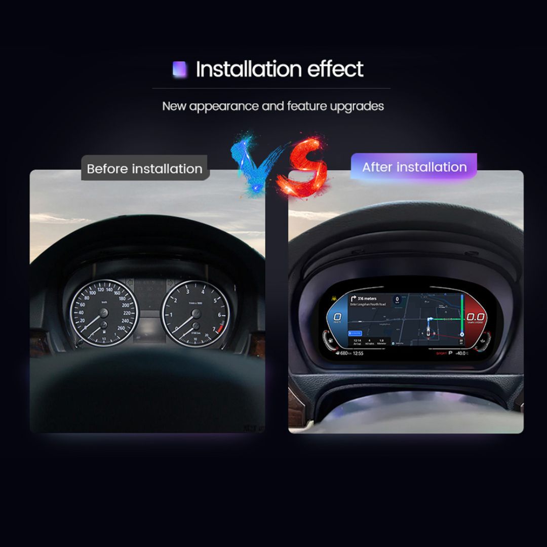 BMW 5 & 6 Series E60 / E61 / E63 / E64 12.3″ Digital Instrument Cluster – LCD Dashboard with CarPlay