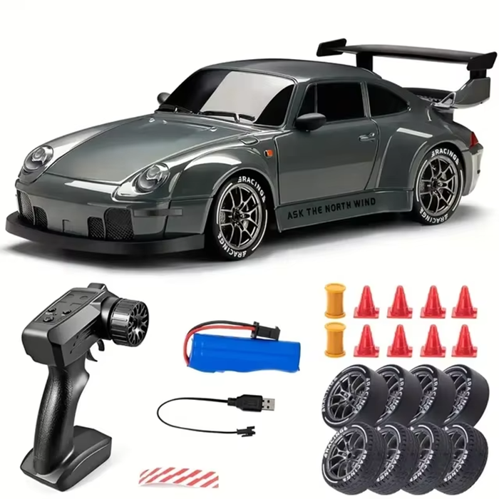 Porsche Style RC Drift Car 1:24 Scale 4WD 2.4GHz Remote Control Racing Car with Drift Mode & LED Lights
