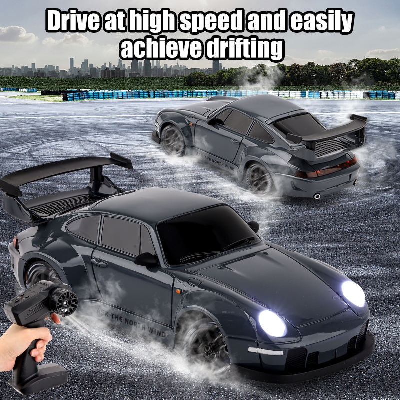 Porsche Style RC Drift Car 1:24 Scale 4WD 2.4GHz Remote Control Racing Car with Drift Mode & LED Lights