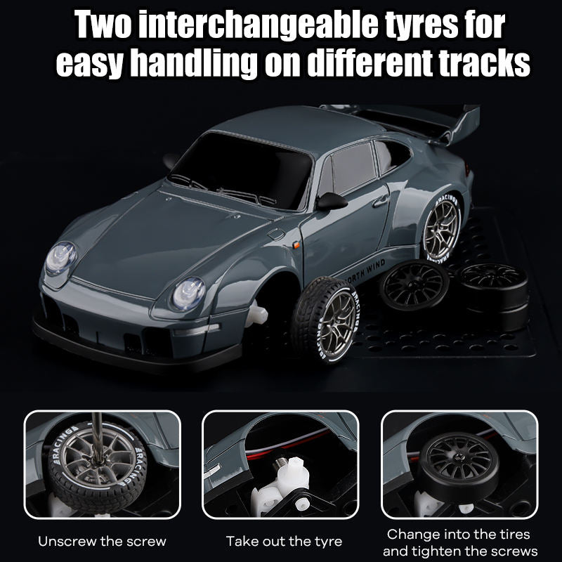 Porsche Style RC Drift Car 1:24 Scale 4WD 2.4GHz Remote Control Racing Car with Drift Mode & LED Lights